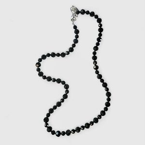 Swarovski Crystal Black Faceted Jewel Single Strand Necklace Beaded Party Glam